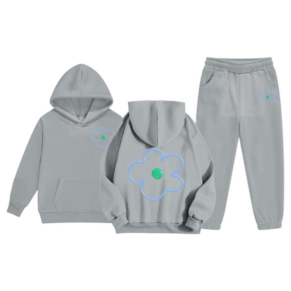 WMQPNNS Boys and Girls 2 Piece Sweatsuits Long Sleeve Fashion Sweatshirts and Sweatpants Casual Fall Spring Tracksuits Kids Clothes(Size 3-4 Years, Grey)