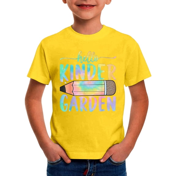 WMQPNNS Boys Summer Tops Girls Casual Short Sleeve Shirts Kids Clothes 4t Crew Neck Cotton T Shirt Printed Loose Fit Tops Shirts Letter Print Tops(Size 8-9 Years, Yellow-2)