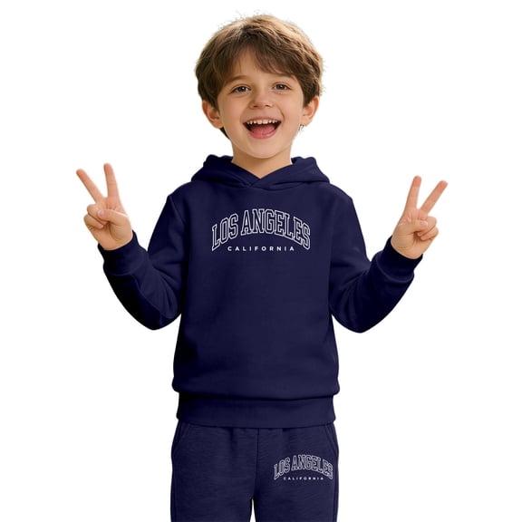 WMQPNNS Boys Sweatsuits Size 8, Boys Pant Sets Graphic Hoodie and Sweatpants Casual Two Piece Outfit for Kids Fall Winter Outfits, for Age 5-6 Years, Navy2