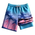 thumbnail image 1 of WMQPNNS Boys Swim Trunks with Compression Liner Print Bathing Suit Bottom Drawstring Swim Shorts Swimwear, Size 7-8 Years, qu2-Sky Blue, 1 of 3