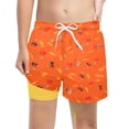thumbnail image 1 of WMQPNNS Boys Swim Trunks with Liner Shorts, Printed Bathing Suit Drawstring Swimming Bottom Beach Swimwear (Size 5-6 Years, tr1-Orange), 1 of 4