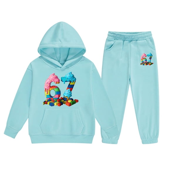 WMQPNNS Boys Tracksuit Size 14-16, 2 Piece Sets for Boys Long Sleeve Hoodie and Sweatpants Casual Outfits for Kids Fall Winter Clothes, for Age 10-11 Years, Sky Blue