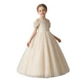 thumbnail image 1 of WMQPNNS Flower Girls Dress Sparkle Tutu Dress Girls Dresses Cold Shoulder Long A Line Wedding Party Ball Gown Girl Clothes, Dress for Age 11-12 Years, Gold, 1 of 9