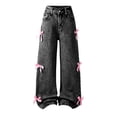 thumbnail image 1 of WMQPNNS Girl's Jeans Elastic High Waist Jeans for Girls 10-12 Wide Leg Baggy Y2K Loose Denim Pants Kids Trousers Streetwear with Zipper and Pockets(Size 10-11 Years, Black), 1 of 8