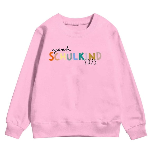 WMQPNNS Girls Crewneck Sweatshirt for Age 3-4 Years Long Sleeve Pullover Tops Cute Cartoon Graphic Sweatshirts Ribbed Trim Fall Shirts, Color Pink