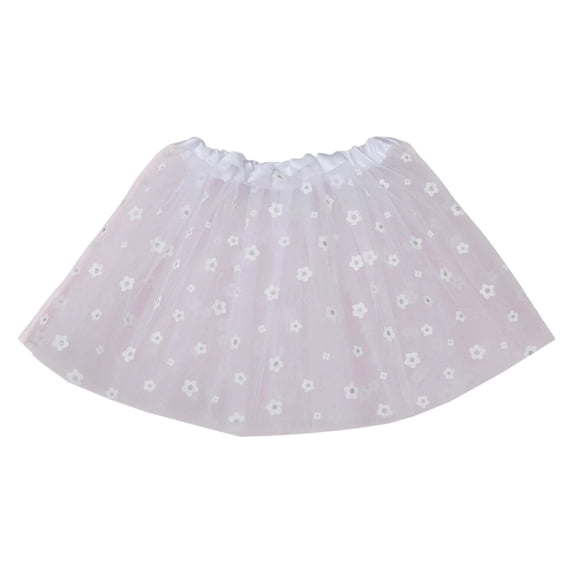 WMQPNNS Girls Dress Tutu Skirt Toddler Multi-Layered Floral Skirts Little Girls Short Skirt Kid Holiday Birthday Outfits, Dress for Age 3-8 Years, White