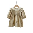 thumbnail image 1 of WMQPNNS Girls Dresses Casual Doll Collar Long Sleeve Cute A Line Dress Loose Tunic Shirt Girl Clothes for Spring Fall, Dress for Age 4-5 Years, Grey-e, 1 of 4