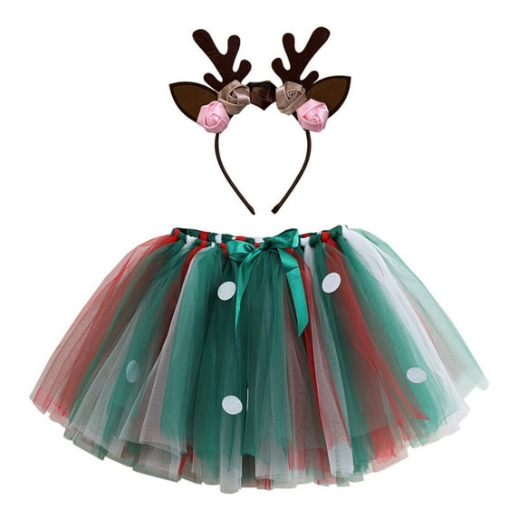 WMQPNNS Girls Skirt Tutu for Toddler Kids Colorful Tulles Skirts Party Dance Tutu Skirt for Running Christmas (Size L, Dark Green)