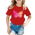 thumbnail image 1 of WMQPNNS Girls Summer Tops Casual Short Sleeve T-Shirts Kids Clothes Size 10 Crewneck Cotton T Shirt Printed Casual Loose Tunic Shirt Printed Tops(Size 11-12 Years, a-Red), 1 of 4