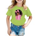 thumbnail image 1 of WMQPNNS Girls Summer Tops Fashion Short Sleeve Tops Kids Clothes Size 8 Classic Crewneck Cotton Tee Tops Printed Basic Tee Shirt Letter Print Tops(Size 11-12 Years, Light Green-2), 1 of 5