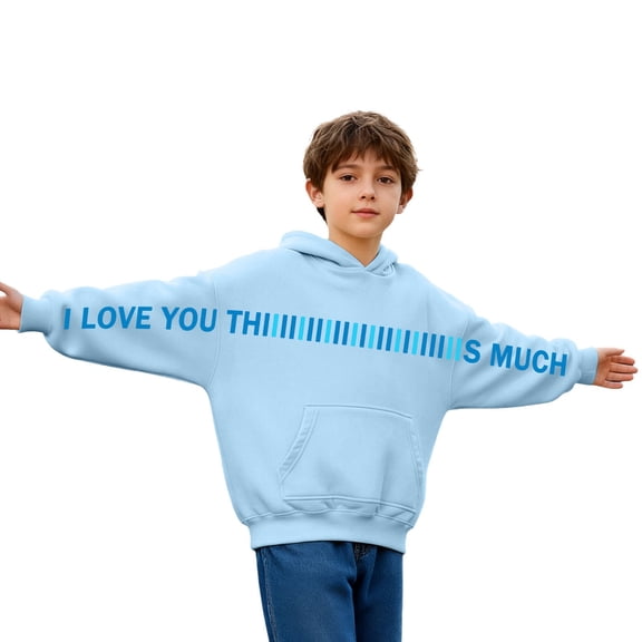 WMQPNNS Girls Sweatshirt Boys Hoodie Boys Girls Hoodie Funny Letter Prints Sweatshirt Fall Winter Shirts Long Sleeve Pullover Crew Neck Tops with Pocket(Light Blue, Size 7-8 Years)
