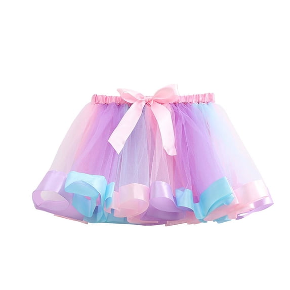 WMQPNNS Girls Tutu Skirts, Bowknot Multi-Layer Colorful Tutu Dress Up Clothes for Toddler Girls Game Birthday Party Costume for Age 6-8 Years, Purple