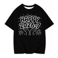 thumbnail image 1 of WMQPNNS Kids Girls Short Sleeve Shirts Summer Tops for Girls 10-12 Casual Oversized Soft Cowl Neck T-Shirts Fashion Blouse Letter Print Summer Cotton Shirts, Size 9-10 Years, Black, 1 of 4