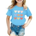 thumbnail image 1 of WMQPNNS Kids Girls Short Sleeve Tops Girls Shirts 5t Casual Loose Cowl Neck T-Shirts Soft Comfy Blouse Cute Print Summer Basic Tee Tops(Size 11-12 Years,JD21_A-Blue), 1 of 4