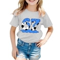 thumbnail image 1 of WMQPNNS Kids Girls Short Sleeved Tops Girls Casual Tops Size 8 Casual Regular Fit Cowl Neck Tunic Tops Soft Comfy Blouse Cute Print Summer Cotton Tops, Size 5-6 Years, Light Gray, 1 of 4