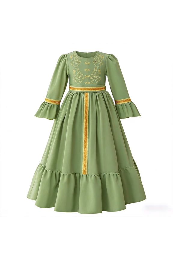 Muslim Girls Abaya Long Sleeve Prayer Dress Girls Dress 5t Fancy Muslim Dubai Robe 2026 Ramadan Eid Eid Kaftan Dress, Size 7-8 Years,4-Green