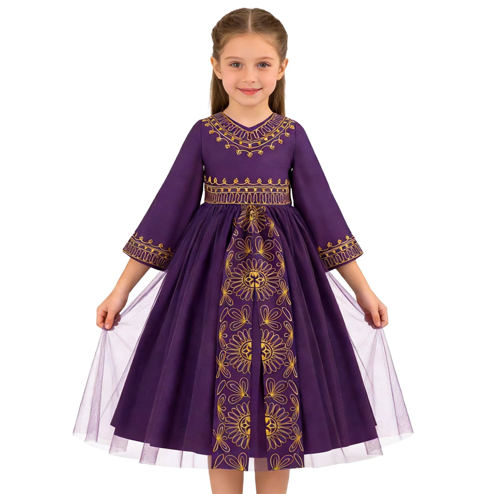 WMQPNNS Muslim Girls Abaya Long Sleeve Prayer Dress Girls Dress 5t ...