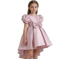 thumbnail image 1 of WMQPNNS Satin Flower Girl Dresses for Wedding Birthday Party, Beads Retro Pageant Dress Bowknot High Low Hem Dress Gown, Dress for Age 5-6 Years, Pink, 1 of 5