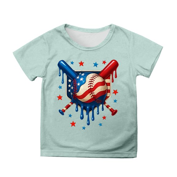 WMQPNNS Shirts for Girl Kids Short Sleeve Tops Size 7-8 Casual Short Sleeve Crew Neck Tops Loose Fit Printed Cotton Tops Shirts Graphic Tee Shirt for Summer(Size 6-7 Years, Mint Green-1)