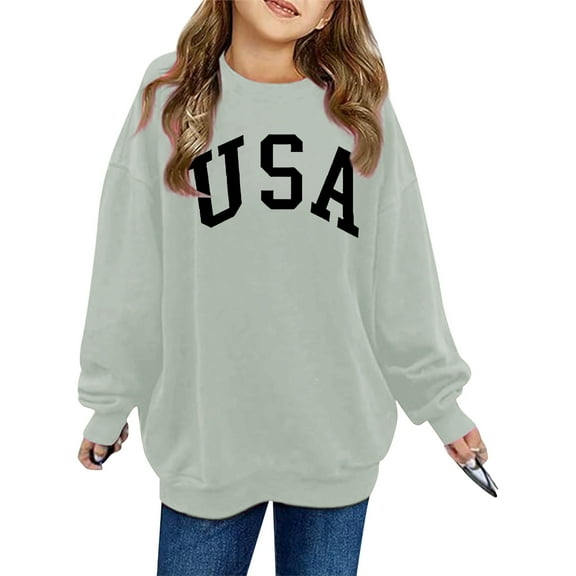 WMQPNNS Sweatshirts for Girls for Age 12-18 Months Oversized Pullover Letter Graphic Crewneck Sweatshirt Unisex Comfy and Soft Sweatshirts, Color Grey