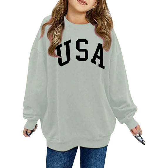 WMQPNNS Sweatshirts for Girls for Age 18-24 Months Oversized Pullover Letter Graphic Crewneck Sweatshirt Unisex Comfy and Soft Sweatshirts, Color Grey