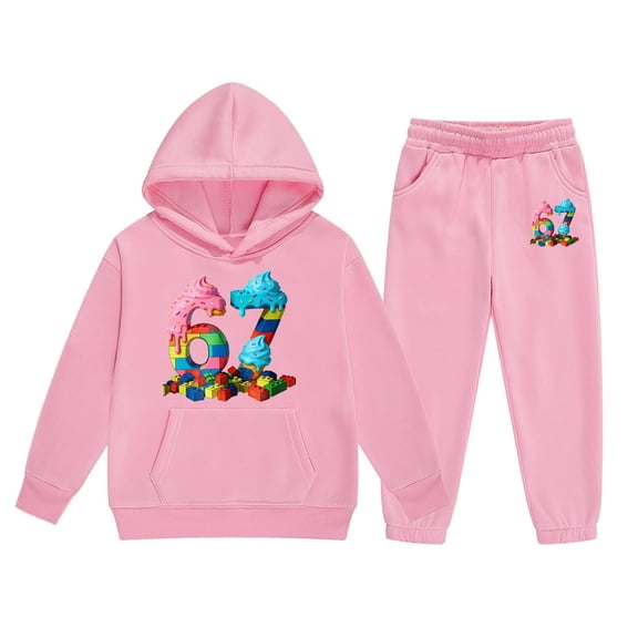 WMQPNNS Sweatsuits for Boys Size 7, 2 Piece Sets for Boys Long Sleeve Hoodie and Sweatpants Casual Outfits for Kids Fall Winter Clothes, for Age 2-3 Years, Pink