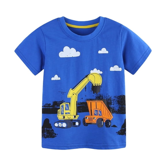 WMQPNNS Tops for Boy Loose Fit Girls Tops Size 8-10 Short-Sleeved Blouse Fashion Crewneck Cotton T Shirt Spring Summer Clothes(Size 5-6 Years, Blue-6)