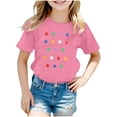 thumbnail image 1 of WMQPNNS Tops for Girl Loose Girls Clothes Size 10 Short Sleeve T-Shirts Fashion Classic Crewneck Cotton Graphic Tees Holiday Tops(Size 5-6 Years, b-Pink), 1 of 3
