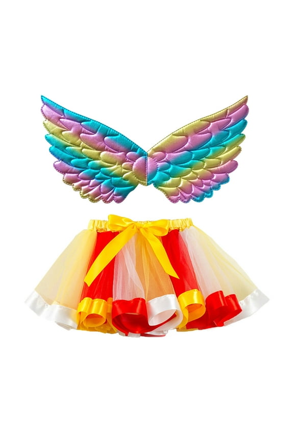Tutu Set for Girls Skirts Colorful Tulles Skirts Party Dance Tutu Skirt for Running Christmas (Size L, Yellow)