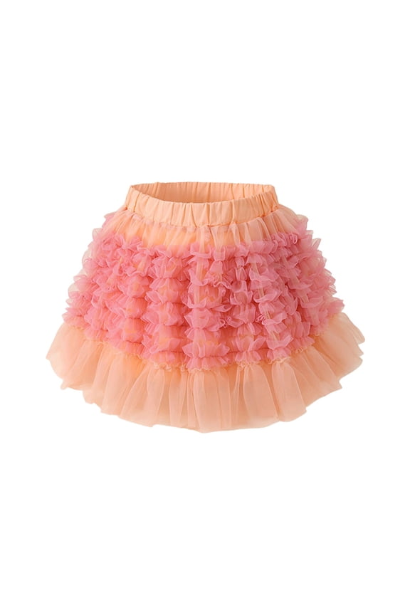 Tutu Skirts for Kids Multi-Layered Tutu Girl Teens Short Skirt Colorful Running Skirts Rave Kid Birthday Outfit(Size 4-5 Years, Orange)