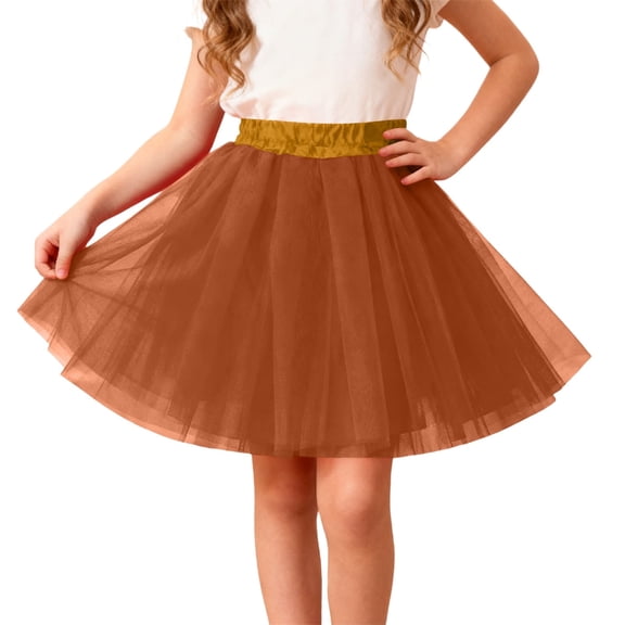 WMQPNNS Tutu Skirts for Girls Multilayers Puffy Elastic Tutu Skirts Tutus for Girls Tulles Ballet Dress Christmas (Size One Size, Coffee)