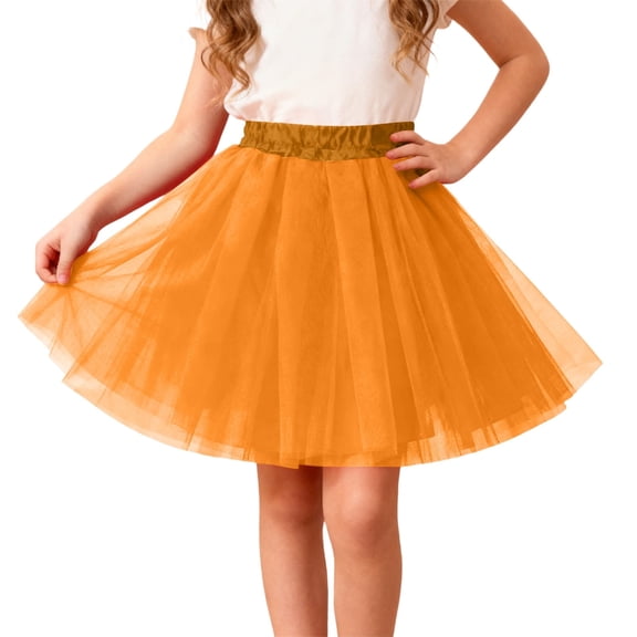 WMQPNNS Tutu Skirts for Girls Multilayers Puffy Elastic Tutu Skirts Tutus for Girls Tulles Ballet Dress Christmas (Size One Size, Gold)