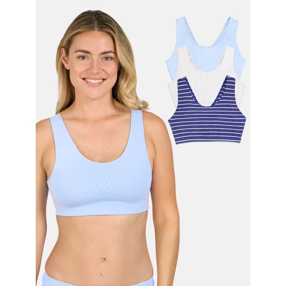 Fruit of the Loom Women's Tank Style Cotton Sports Bra, 3-Pack, Style 9012