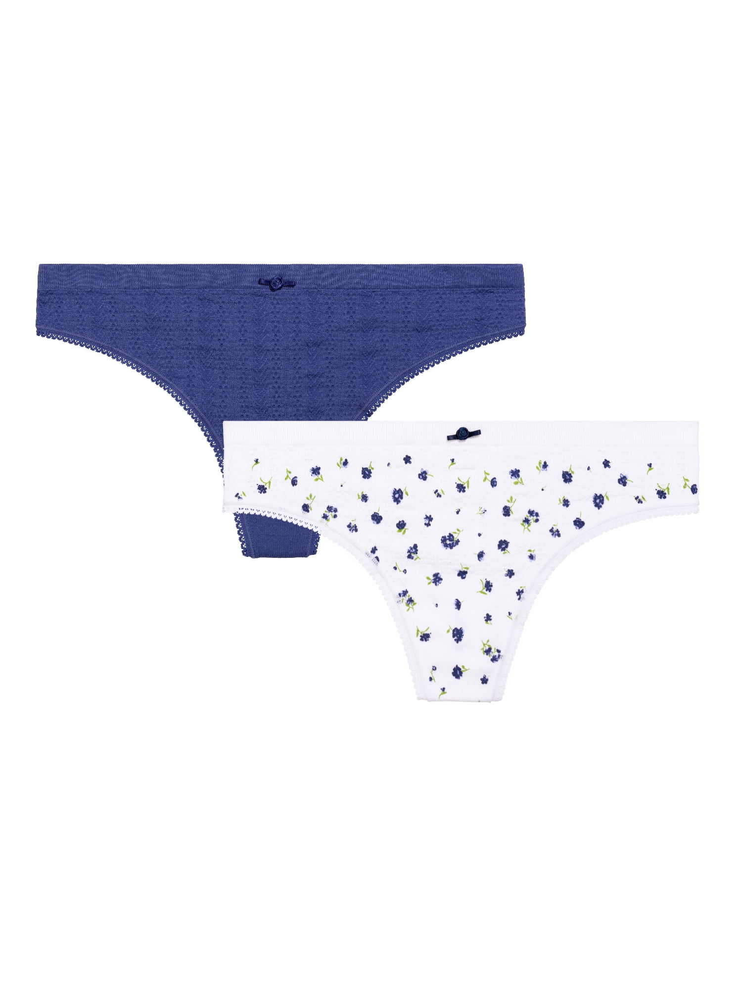 fresh collection by Fruit of the Loom Women's Seamless Pointelle Thong 2-pack