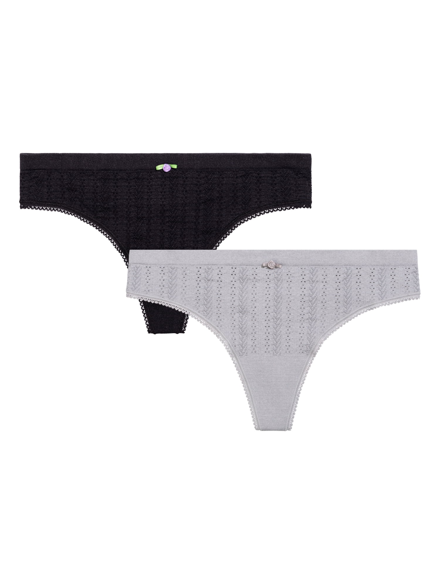 fresh collection by Fruit of the Loom Women's Seamless Pointelle Thong 2-pack