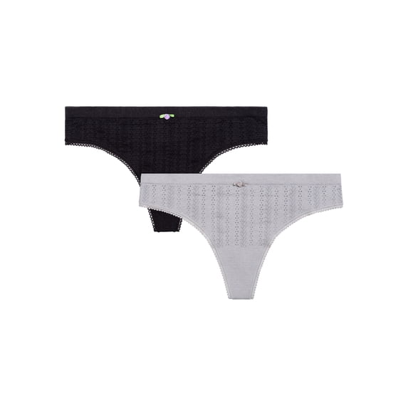 fresh collection by Fruit of the Loom Women's Seamless Pointelle Thong 2-pack