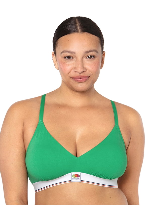 Women's Cotton Triangle Bralette with Removable Pads, Size XS-XXL