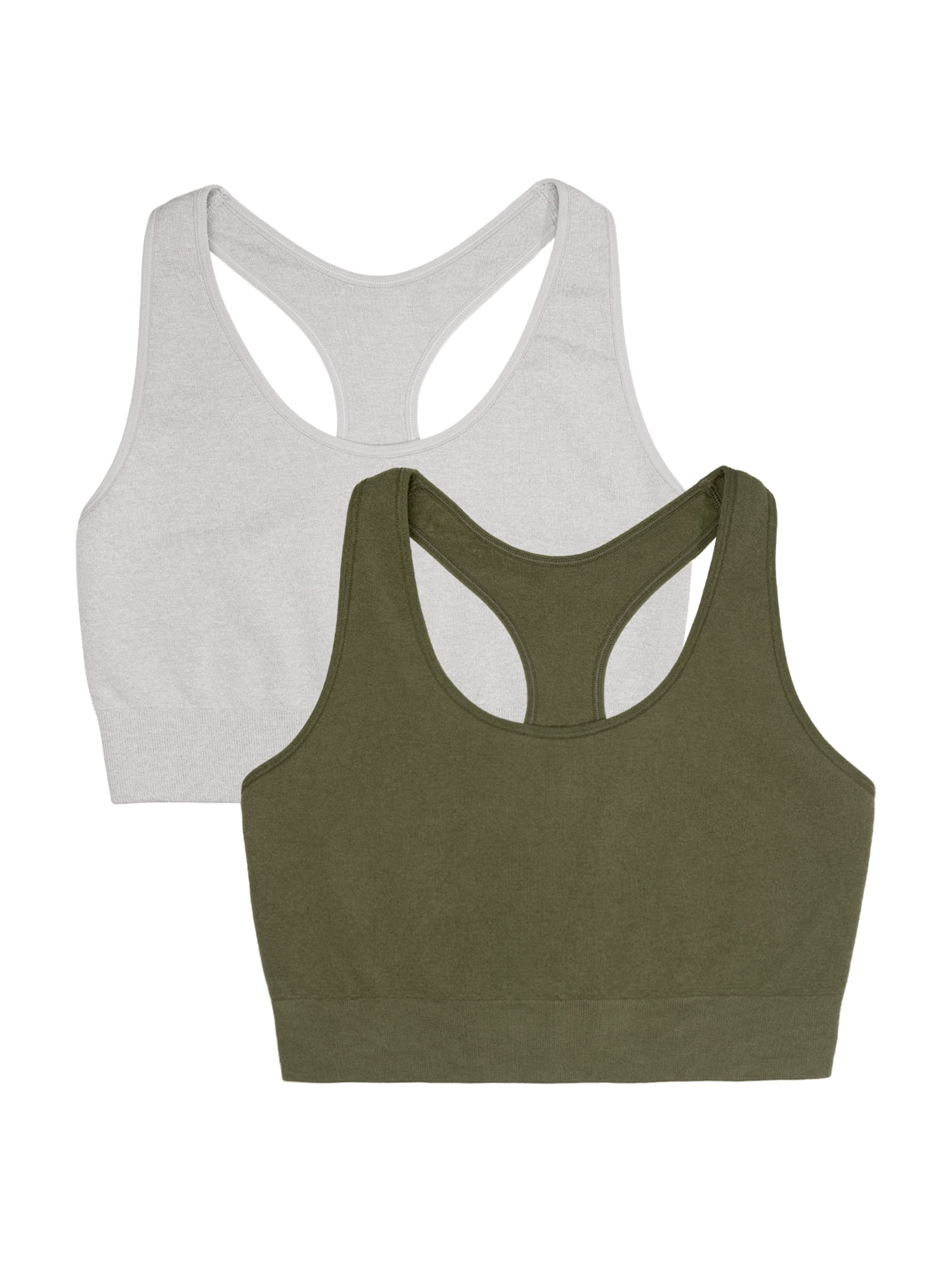 Fruit of the Loom Women's Seamless Racerback Longline Bra, 2-Pack, Sizes XS-4XL
