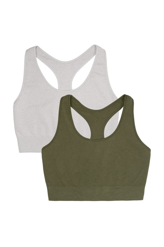 Women's Seamless Racerback Longline Bra, 2-Pack, Sizes XS-4XL