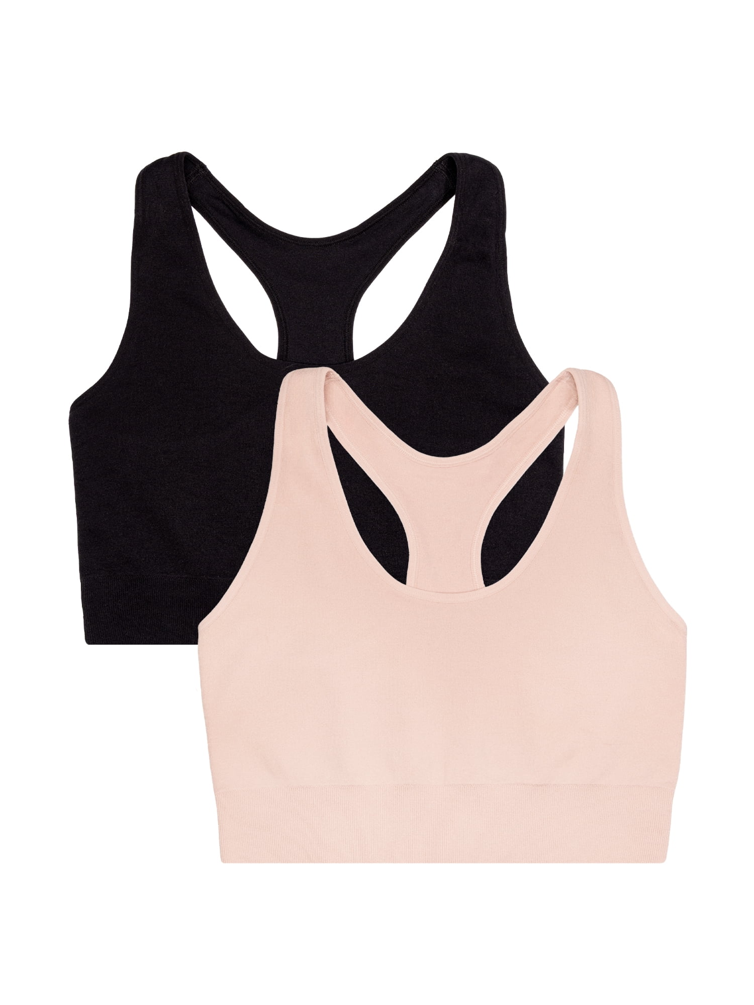Fruit of the Loom Women's Seamless Racerback Longline Bra, 2-Pack, Sizes XS-4XL