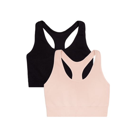 Fruit of the Loom Women's Seamless Racerback Longline Bra, 2-Pack, Sizes XS-4XL