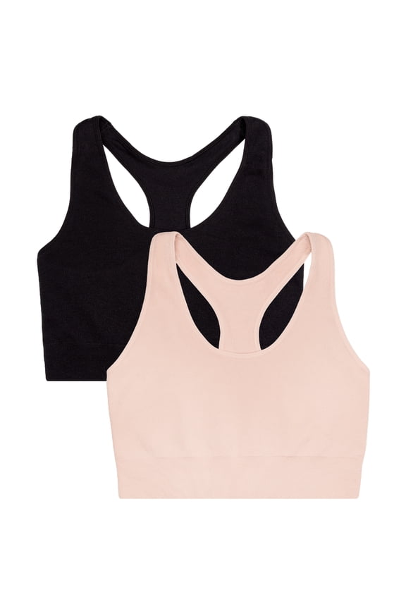 Women's Seamless Racerback Longline Bra, 2-Pack, Sizes XS-4XL