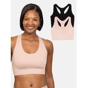 Women's Seamless Racerback Longline Bra, 2-Pack, Sizes XS-4XL