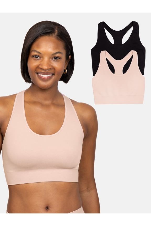 Women's Seamless Racerback Longline Bra, 2-Pack, Sizes XS-4XL