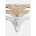 thumbnail image 1 of Joyspun Women's Lace and Mesh Thong Panties, 3-Pack, Sizes XS-XXXL, 1 of 7