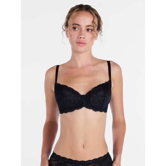 Joyspun Women's Two-Tone Lace Balconette Bra, Sizes 36B-40DDD