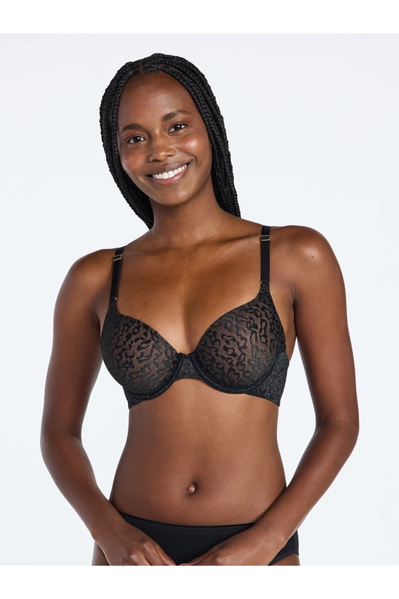 Women's Leopard Print T-Shirt Bra, Sizes 32A-42DDD