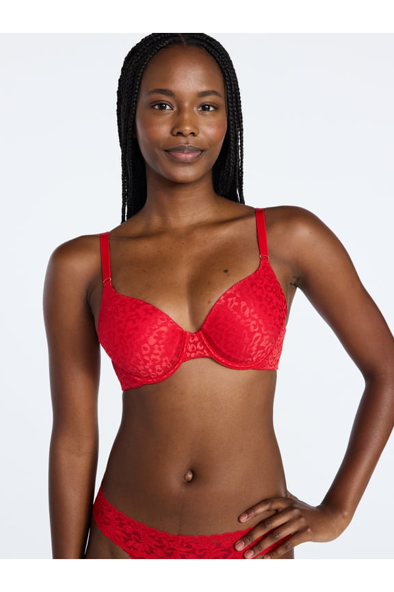 Women's Leopard Print T-Shirt Bra, Sizes 32A-42DDD