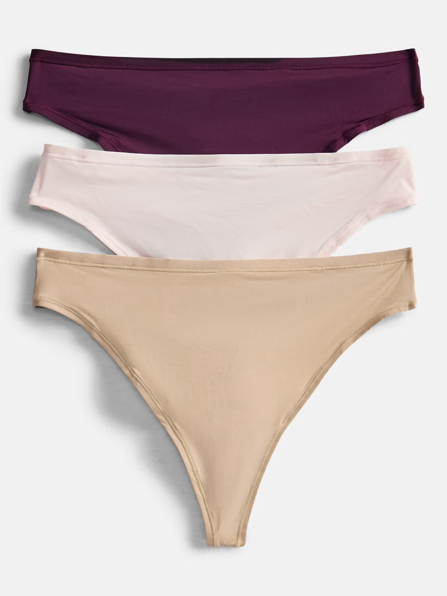 Joyspun Women's Shine Micro Thong Panties, 3-Pack, Sizes XS-XXXL
