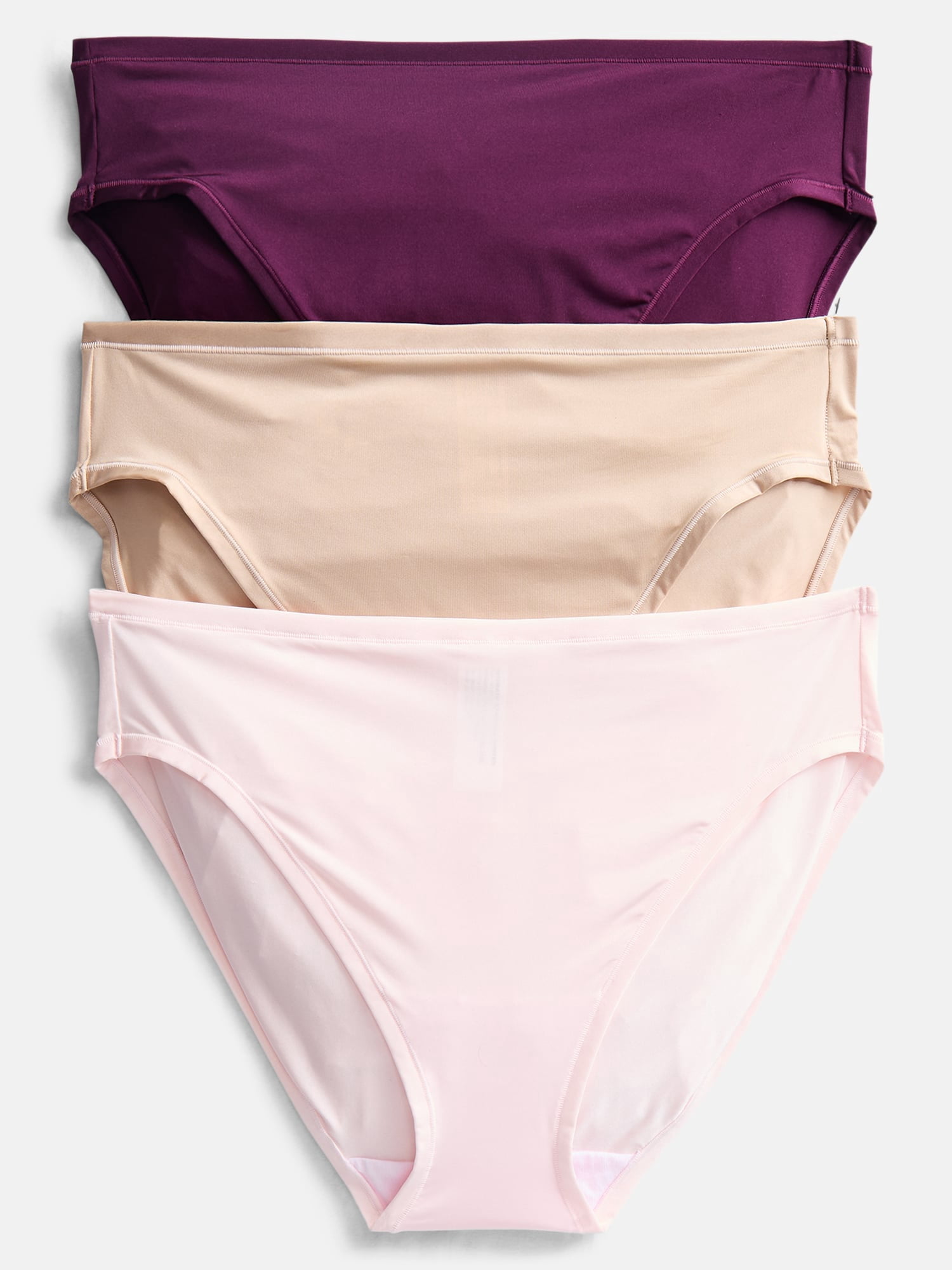 Joyspun Women's Shine Micro Hi-Cut Bikini Panties, 3-Pack, Sizes XS-XXXL